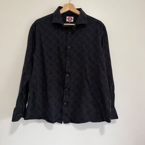 Jermyn & Bond Geometric Print Button Down Shirt Black Mens XL Modern Fit Casual